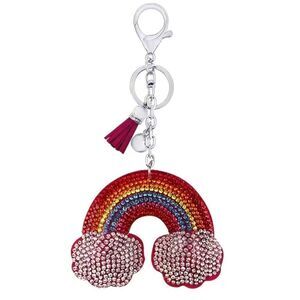 Rainbow Rhinestone Tassel Key Ring Keychain Purse Charm